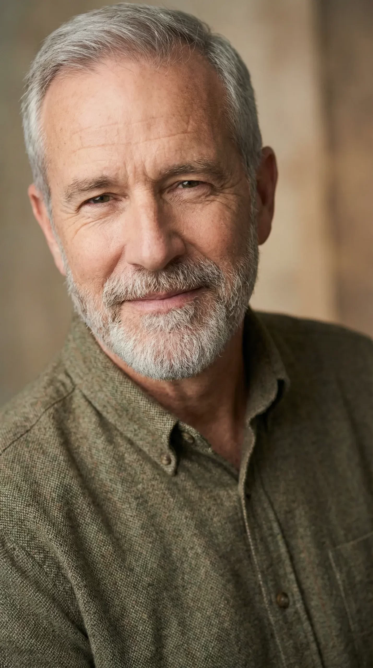 65-year-old man with gray beard satisfied after results with Golden Revive Plus supplement